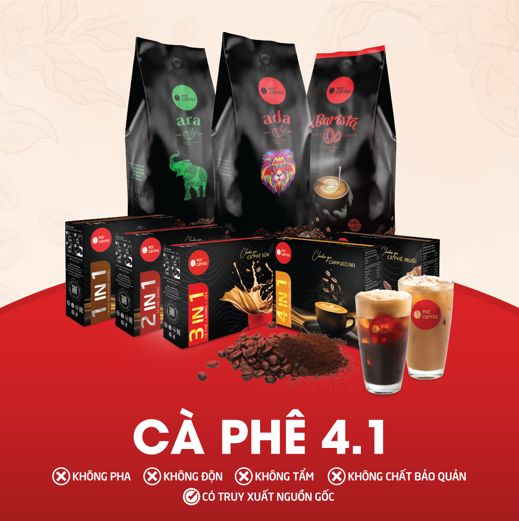 các sản phẩm cà phê nguyên chất của VUI COFFEE